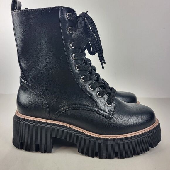 Dolce Vita Women's Glisten Lug Sole Lace Up Combat Boots Black Size 6.5 - Picture 4 of 11